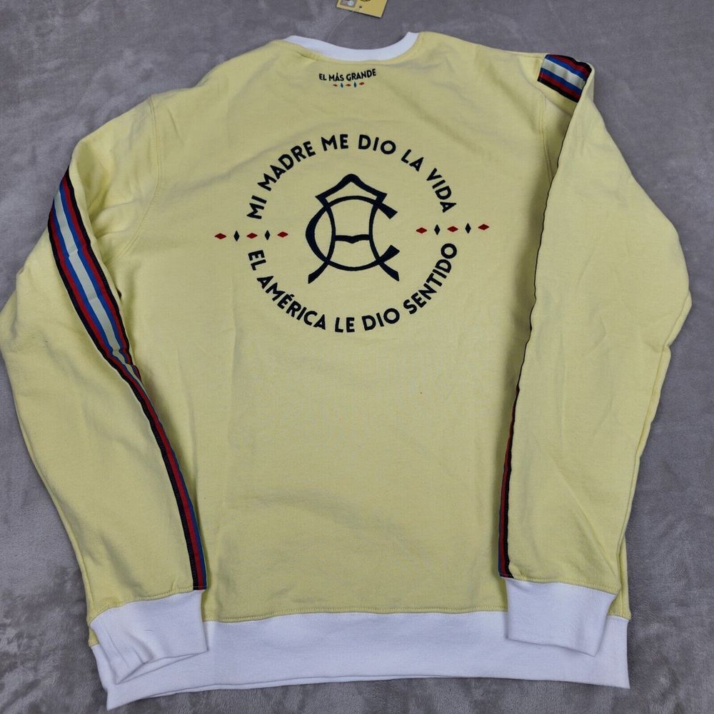 Club America Sweatshirt Mens Large Aguilas Soccer Futbol Yellow Mexico NEW